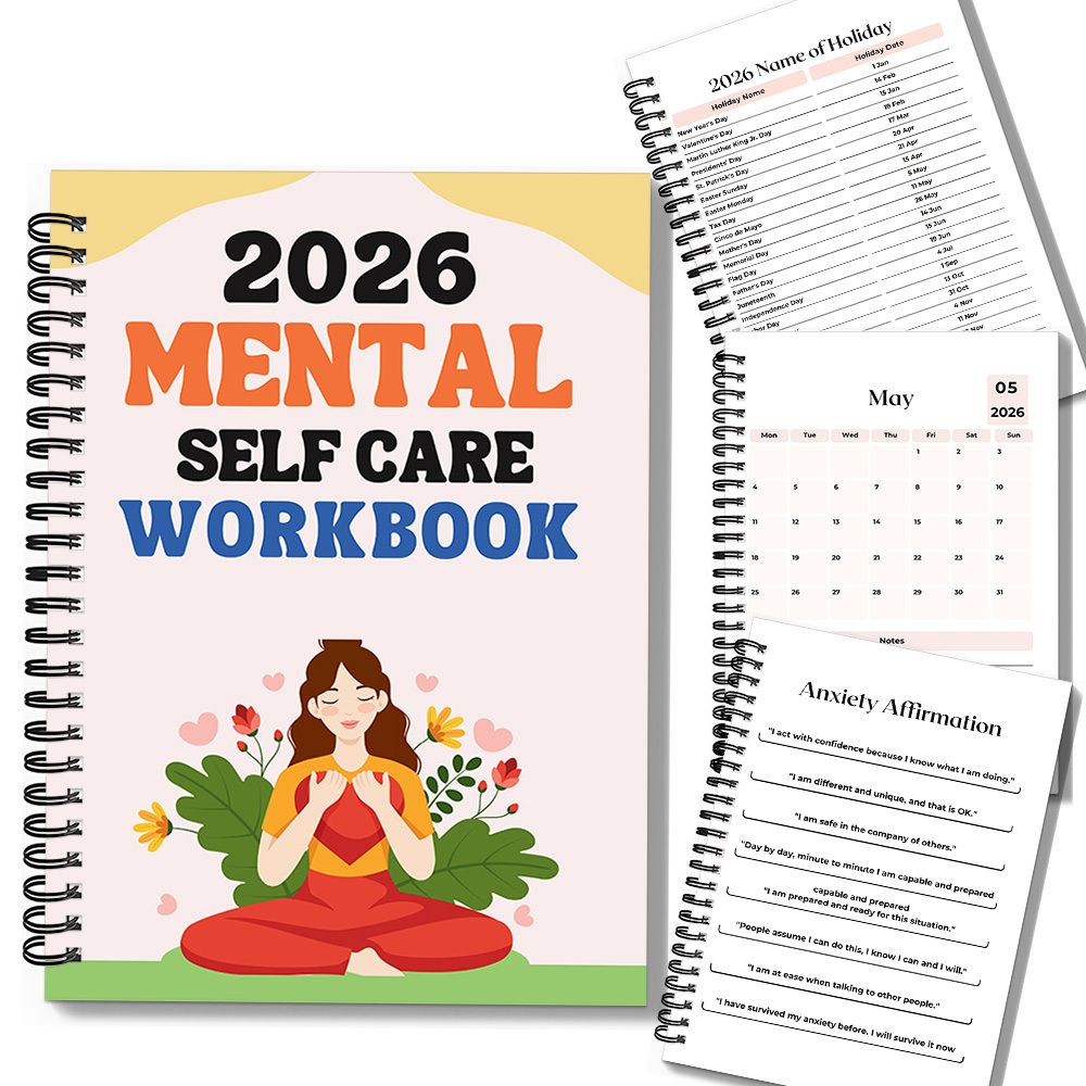 Health Wellness Mental Health - 1PC 2026 Mindful Mental Self-Care Workbook: