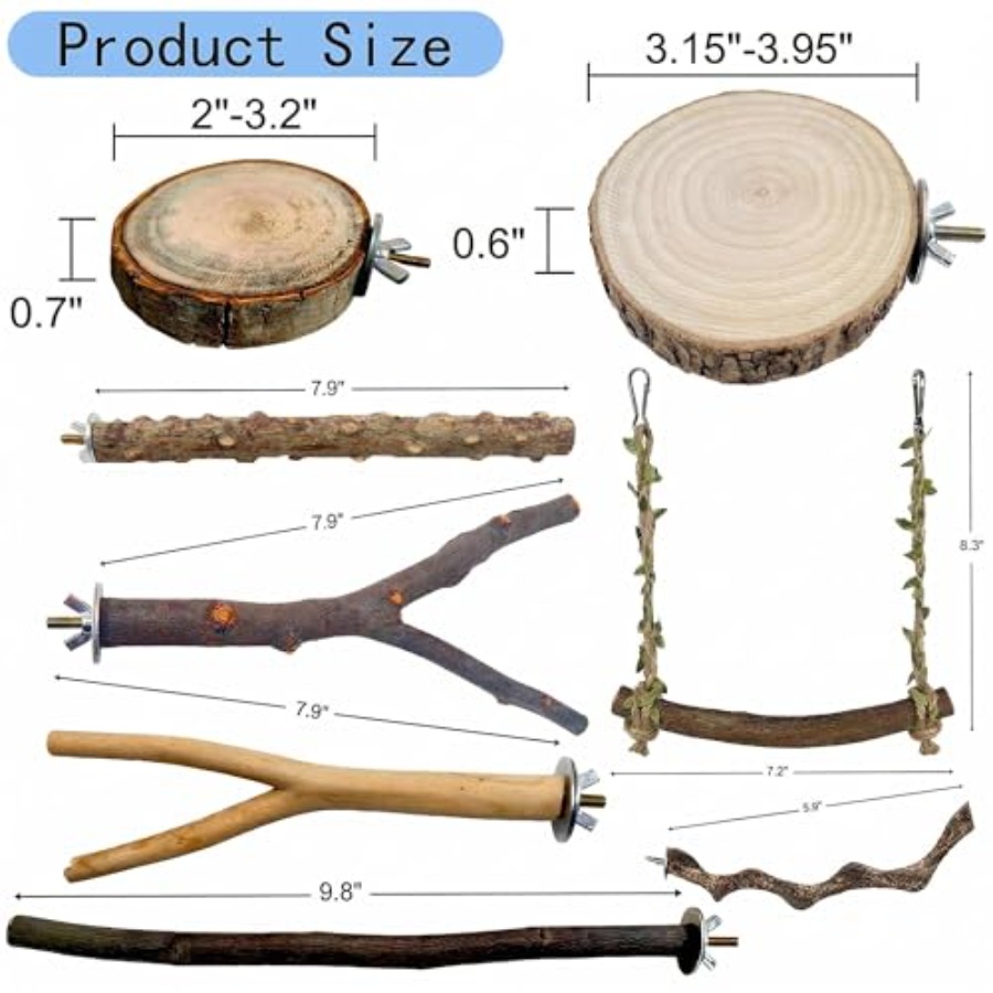 8PCS natural wood bird perches - Health & Wellness Nurse Coach 评论和价格
